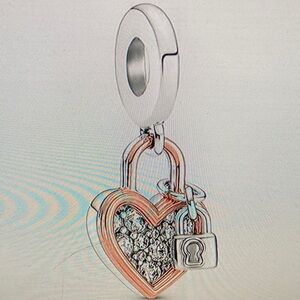 Pandora Silver and Rose Heart Charm